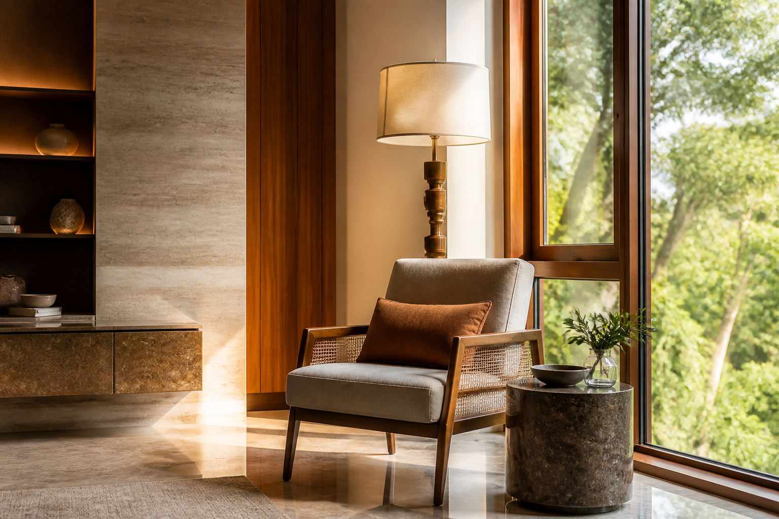 Warm detail of a contemporary Indian home interior